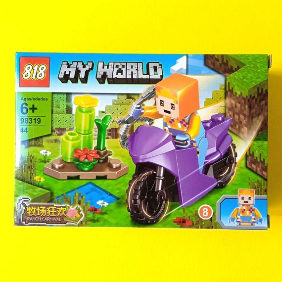 Конструктор Майнкрафт MY WORLD MINECRAFT 98319 46 деталей Герої на мотоциклах