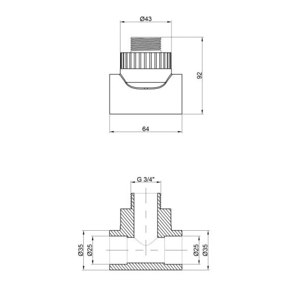 Тройник PPR Thermo Alliance 25х3/4"х25 НР | Зображення 1