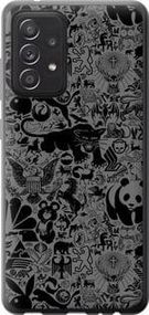 Чохол на Samsung Galaxy A52 Чорно-сірий стикер бомбінг із силікону FCh_047903