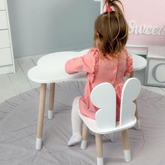 Стіл  хмарка і стільчик дитячий білий метелик. Столик для занять, ігор, їжі | Зображення 4
