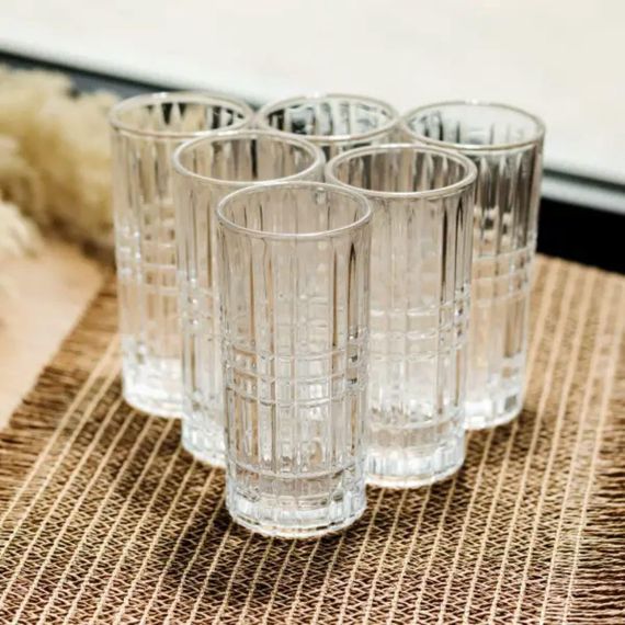 Набір склянок Geometric Glass 6 штук по 300 мл з рельєфним візерунком HP-17-3 | Зображення 1