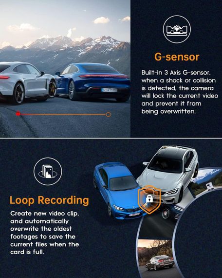 Відеореєстратор автомобільний з SD-картою в комплекті, Нічне бачення, Циклічний запис, Gсенсор, Монітор п | Зображення 5