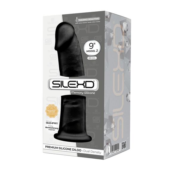 Фалоімітатор SilexD Oscar Black (MODEL 2 size 9in), двошаровий, силікон + Silexpan, діаметр 5,4см | Зображення 2