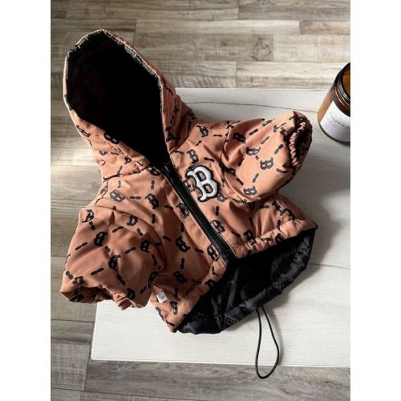 Брендовая зимняя куртка для собак BURBERRY с капюшоном, на змейке, коричневая | Зображення 2