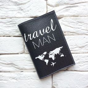 Обложка для паспорта Travel man (черный)