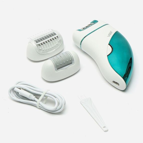 Аккумуляторный женский эпилятор 3в1 для тела и ног, с USB, VGR V-731 / Беспроводной депилятор с насадками | Зображення 8
