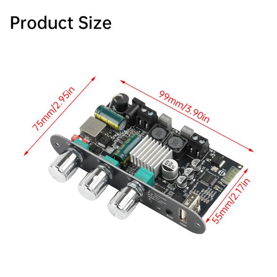 Модуль усилителя ZK-1001U 100W Mono Bluetooth 5.3 TPA3116D2 AUX USB MP3 | Зображення 6