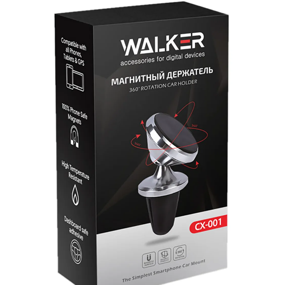 Тримач автомобільний для мобільного WALKER CX-001 магнітний чорний | Зображення 2