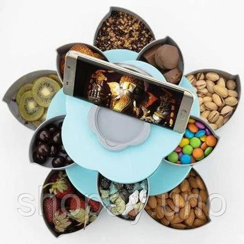 Складна двоярусна цукерка SUNROZ Flower Candy Box, що обертається, для цукерок і фруктів | Зображення 1