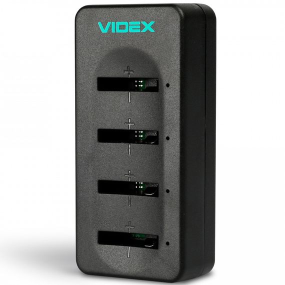 Зарядное устройство для Li-ion аккумуляторов LIR2016/2025/2032 Videx VCH-LC420 4 гнезда, USB Type-C, LED