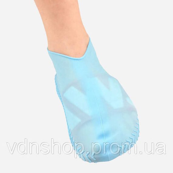 Многоразовые бахилы-чехлы L (41-45 размер) для обуви силиконовые от воды и грязи. Цвет: голубой WM-70 | Зображення 1