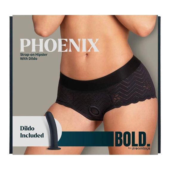 Страпон на мереживних трусиках Dream Toys Bold Phoenix, S, чорний, 15,5 × 3 см Sex Aura | Зображення 1