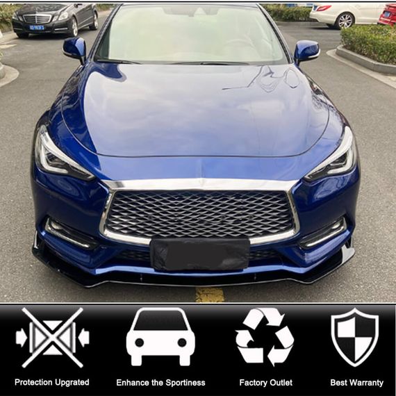Накладка на передній бампер Lip V2 (для Q60 2016-2022, Карбон) для Infiniti Q50/Q60 рр | Зображення 1