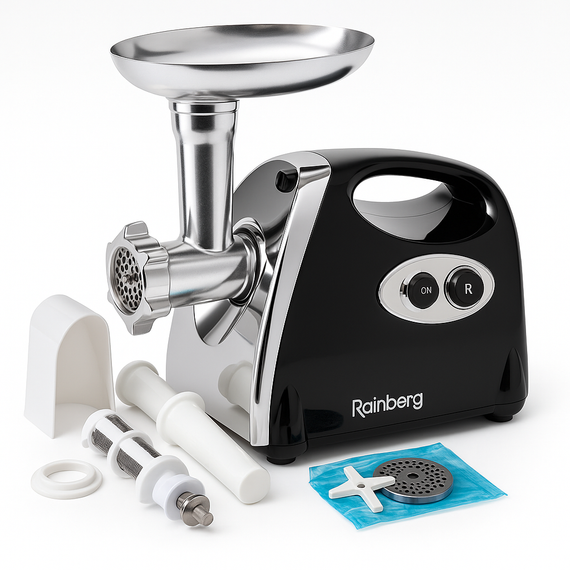 Кухонная мясорубка с реверсом Rainberg RB-675 3800 Вт, Мясорубка металлическая для сосисок DA-70