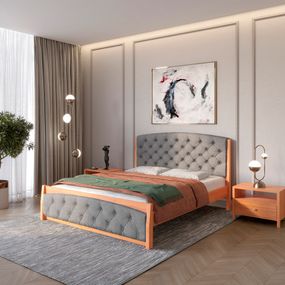 Односпальне дерев&#039;яне ліжко Mebigrand Мехіко Яблуня/Аляска 93 (Сірий) 80х190 см (MBG-12177)