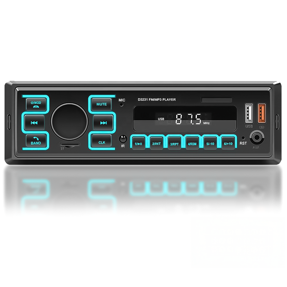 Автомагнитола 1DIN Podofo A3862 с FM, Bluetooth, голосовым помощником автомобильный MP3 плеер с радио в машину, AUX, USB, стерео, управление из приложения, black | Зображення 1