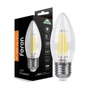 Лампа LED 4W 4000K E27 С37 діммерна Filament Feron