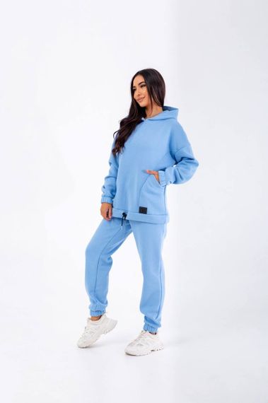 Женский теплый спортивный костюм на флисе худи и штаны NB23038 цвет голубой, размер 42/44 | Зображення 2