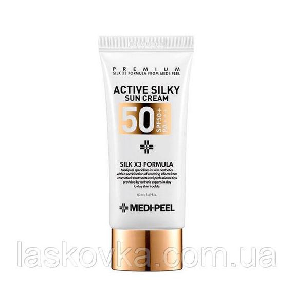 Сонцезахисний крем із пептидами та амінокислотами шовку Medi-Peel Active Silky Sun Cream SPF50+/PA+++ 50 мл | Зображення 1