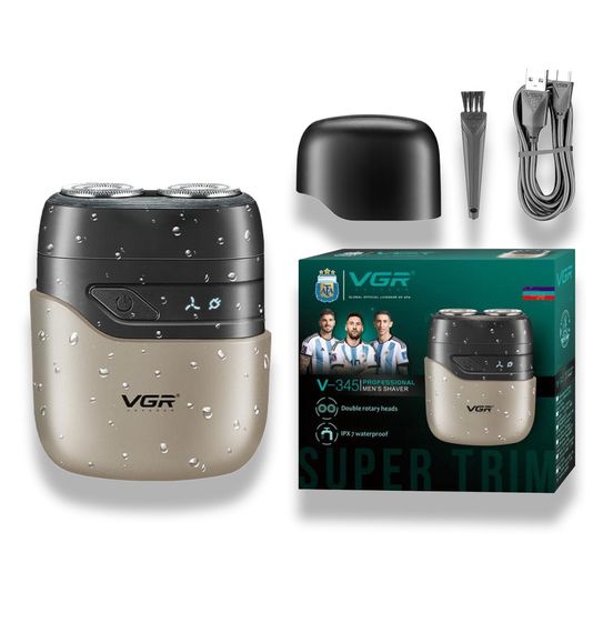 Електробритва VGR V-345 Grey роторна, водонепроникна IPX7 (45694-V-345 GREY_290)