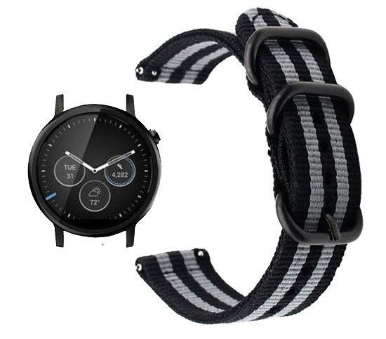 Нейлоновий ремінець Primo Traveller для годинника Motorola Moto 360 2nd gen (42 mm) - Black&Grey