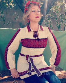 Туніка жіноча в'язана, льон,  з вишивкою