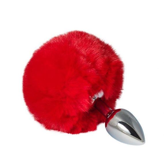 Анальна металева пробка з червоним хвостом S sexstyle