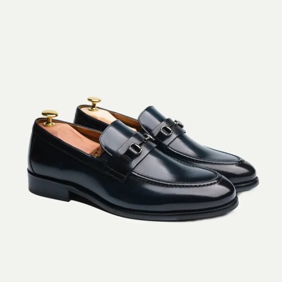 Чорні чоловічі лофери з металевою пряжкою 40 розмір | Зображення 3