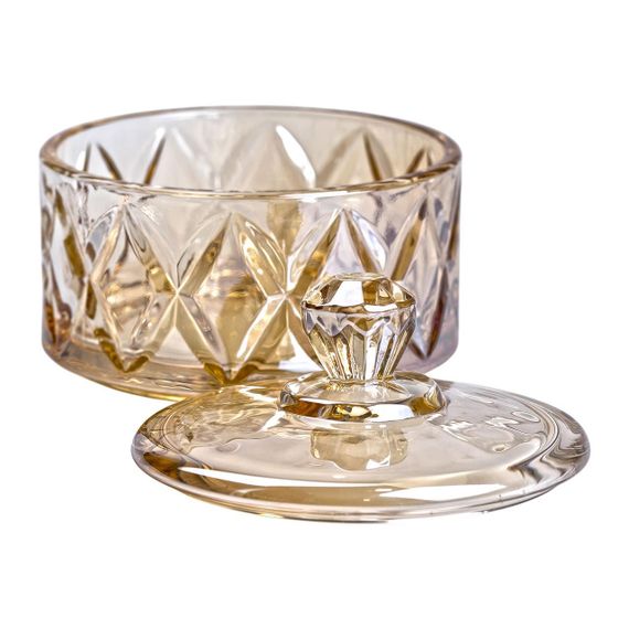 Цукерниця з кришкою Ø 10 см скляна коричнева HP-YH-21 | Зображення 3