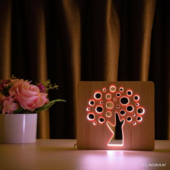 Светильник ночник ArtEco Light из дерева LED "Деревце" с пультом и регулировкой цвета... | Зображення 7