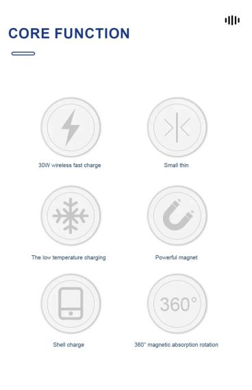 Магнітний бездротовий зарядний пристрій 30W для iPhone, AirPods і Android ґаджетів. Чорний | Зображення 6
