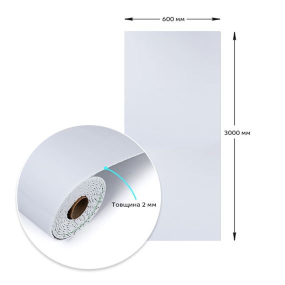 Самоклеюча вінілова плитка в рулоні 600х3000х2мм Біла Глянсова SW-00001284 | Зображення 2