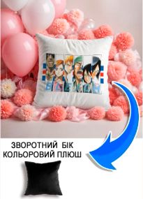Подушка плюшева Мерч Крафт Дизайн з принтом аніме Bleach 02 чорний плюш квадратна 33х33 см