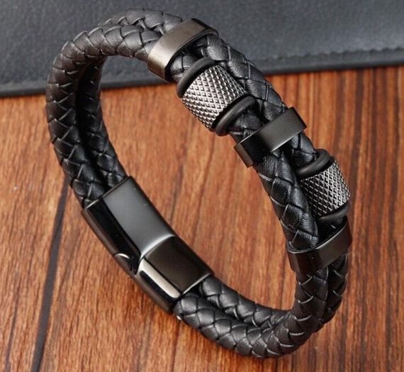Мужской кожаный браслет Primo Dual Coral 210 с магнитной застежкой - Black | Зображення 1