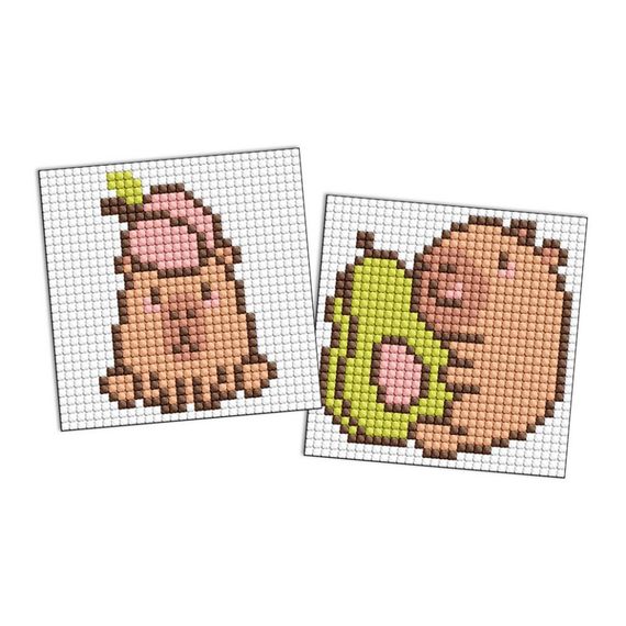 Алмазная мозаика "Капибара: персик и авокадо" AMG1157 на магните 9x9 см