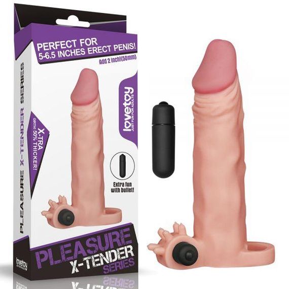 Насадка з вібрацією Add 2" Vibrating Penis Sleeve, Flesh Sex Aura | Зображення 1
