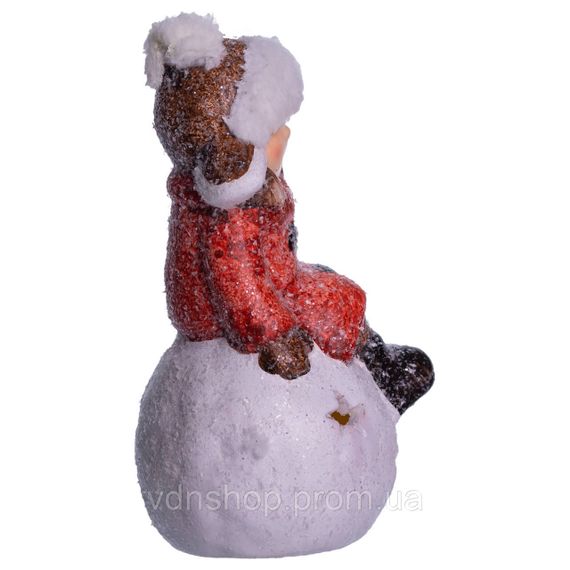 Новогодняя декоративная фигурка с подсветкой 9.5×8×16 см Новогодний декор Девочка на снежном шаре из фарфора CR-5-19 | Зображення 2