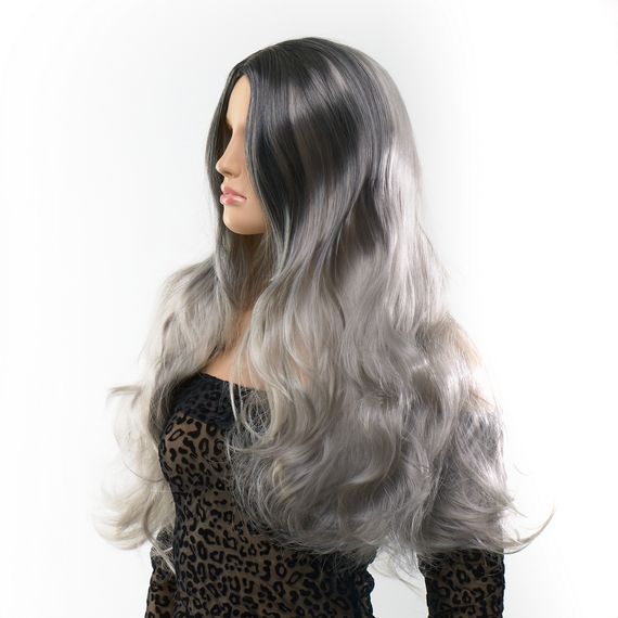Перука довга хвиляста Fetish Hair балаяж сріблястий, 65 см | Зображення 2
