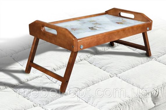 Столик для завтрака стекло цветы яблони 250 х 550 х 350, массив ольха