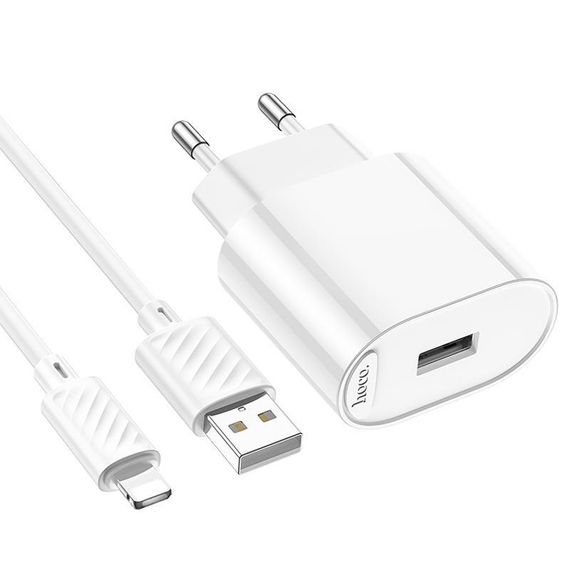 МЗП Hoco C109A Fighter 10.5W (1USB-A) + кабель USB to Lightning White | Зображення 4