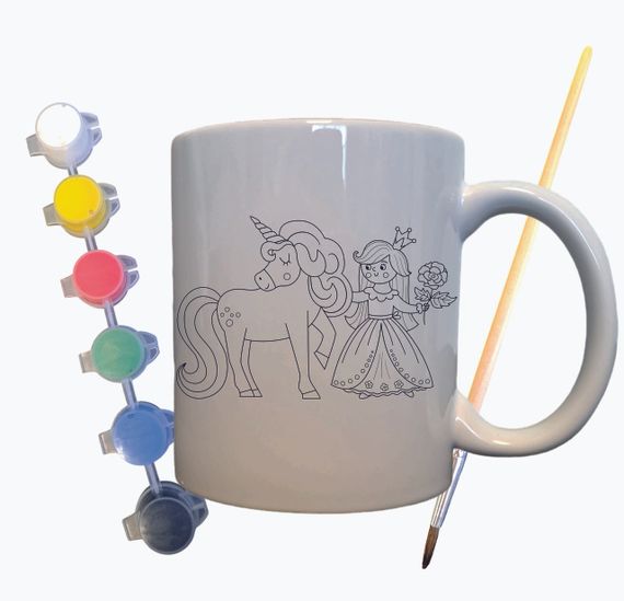 Набор для творчества кружка раскраска "Принцесса и Единорог" 330 мл белая | Зображення 1
