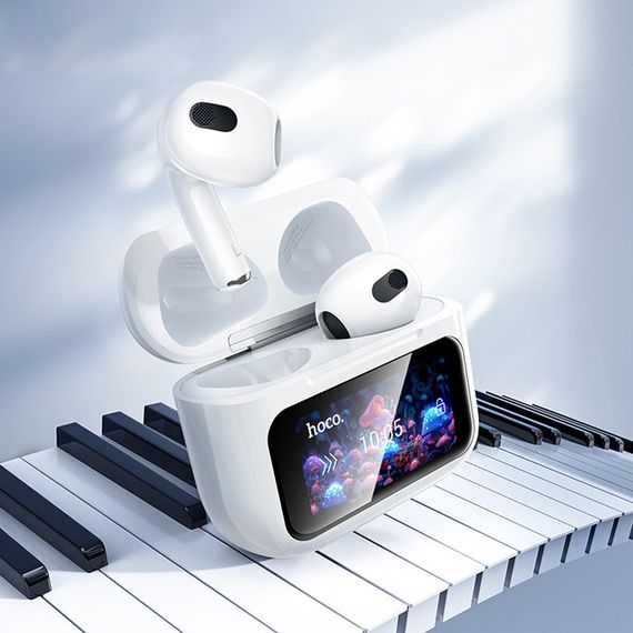 Бездротові TWS навушники Hoco EW81 Elegant with Touch Screen ANC White | Зображення 7