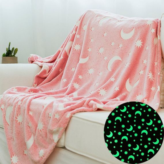 Плед, що світиться в темряві, плюшеве покривало Blanket kids Magic Star 150х100 см флісова ковдра. GA-224 Колір: рожевий | Зображення 3