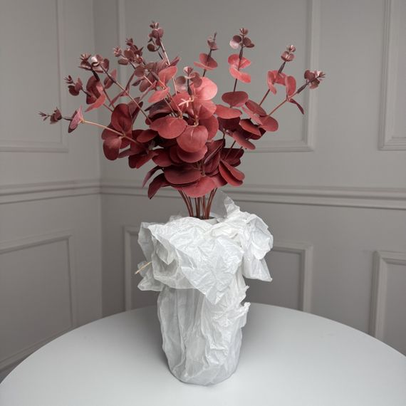 Букет евкаліпту штучний для декору 5шт/уп. Колір: бордовий QB-47