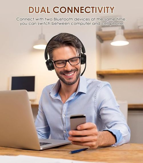 Беспроводные наушники Yukigefe KH53 Bluetooth гарнитура для колл-центра с микрофоном и шумоподавлением | Зображення 2