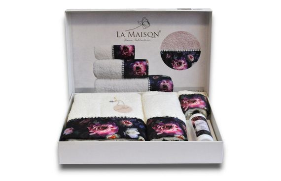 Подарунковий набір рушників La Maison, 3 шт. з ароматом Violet Ekru | Зображення 3