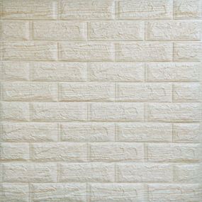 Самоклеюча декоративна 3D панель під цеглу бежева смужка 700х770х5мм (184) SW-00000489