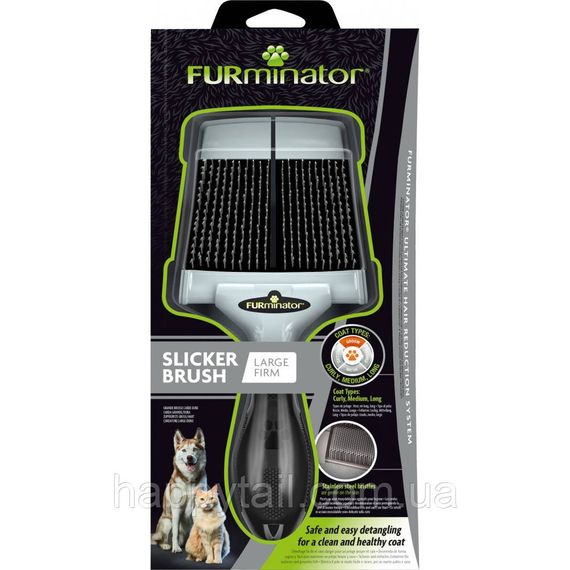 Щітка-пуходерка для собак та котів FURminator жорстка L 20,5 х 9,5 х 1,5 см | Зображення 2
