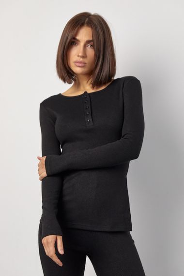 Костюм зі штанами кльош і кофтинкою на ґудзиках - чорний цвет, ONE SIZE (є розміри) | Зображення 2