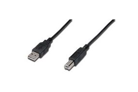 Кабель Digitus USB 2.0 (AM/BM) 1.8m, black (AK-300102-018-S)